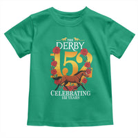 Celebrating 152 Years Horse Racing Anniversary Horseshoe Graphic Toddler T Shirt Elegant Run Lucky Charm Floral 152nd Anniversary