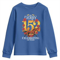 Celebrating 152 Years Horse Racing Anniversary Horseshoe Graphic Youth Sweatshirt Elegant Run Lucky Charm Floral 152nd Anniversary