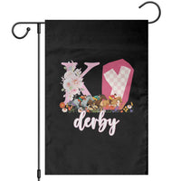 Retro Floral KY Horse Racing Graphic Garden Flag Pink Gingham Southern Belle Derby Day Aesthetic
