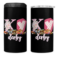 Retro Floral KY Horse Racing Graphic 4 in 1 Can Cooler Tumbler Pink Gingham Southern Belle Derby Day Aesthetic