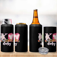 Retro Floral KY Horse Racing Graphic 4 in 1 Can Cooler Tumbler Pink Gingham Southern Belle Derby Day Aesthetic
