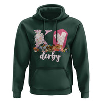 Retro Floral KY Horse Racing Graphic Hoodie Pink Gingham Southern Belle Derby Day Aesthetic