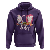 Retro Floral KY Horse Racing Graphic Hoodie Pink Gingham Southern Belle Derby Day Aesthetic