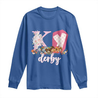 Retro Floral KY Horse Racing Graphic Long Sleeve Shirt Pink Gingham Southern Belle Derby Day Aesthetic