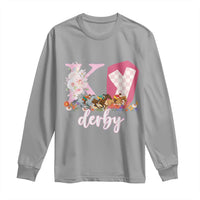 Retro Floral KY Horse Racing Graphic Long Sleeve Shirt Pink Gingham Southern Belle Derby Day Aesthetic