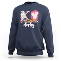 Retro Floral KY Horse Racing Graphic Sweatshirt Pink Gingham Southern Belle Derby Day Aesthetic
