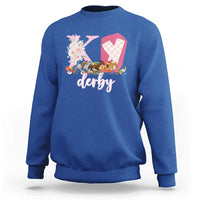 Retro Floral KY Horse Racing Graphic Sweatshirt Pink Gingham Southern Belle Derby Day Aesthetic