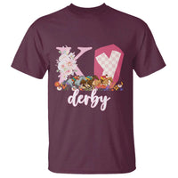 Retro Floral KY Horse Racing Graphic T Shirt Pink Gingham Southern Belle Derby Day Aesthetic