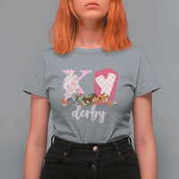 Retro Floral KY Horse Racing Graphic T Shirt For Women Pink Gingham Southern Belle Derby Day Aesthetic