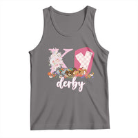 Retro Floral KY Horse Racing Graphic Tank Top Pink Gingham Southern Belle Derby Day Aesthetic