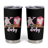 Retro Floral KY Horse Racing Graphic Tumbler Cup Pink Gingham Southern Belle Derby Day Aesthetic