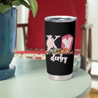 Retro Floral KY Horse Racing Graphic Tumbler Cup Pink Gingham Southern Belle Derby Day Aesthetic