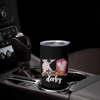 Retro Floral KY Horse Racing Graphic Tumbler Cup Pink Gingham Southern Belle Derby Day Aesthetic