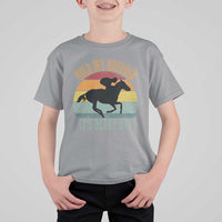 Hold My Bourbon It’s Derby Day Vintage Sunset T Shirt For Kid Funny Horse Racing Enthusiast Retro Graphic
