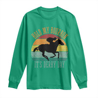 Hold My Bourbon It’s Derby Day Vintage Sunset Long Sleeve Shirt Funny Horse Racing Enthusiast Retro Graphic