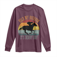 Hold My Bourbon It’s Derby Day Vintage Sunset Long Sleeve Shirt Funny Horse Racing Enthusiast Retro Graphic