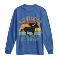 Hold My Bourbon It’s Derby Day Vintage Sunset Long Sleeve Shirt Funny Horse Racing Enthusiast Retro Graphic