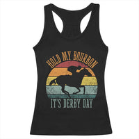 Hold My Bourbon It’s Derby Day Vintage Sunset Racerback Tank Top Funny Horse Racing Enthusiast Retro Graphic