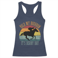 Hold My Bourbon It’s Derby Day Vintage Sunset Racerback Tank Top Funny Horse Racing Enthusiast Retro Graphic