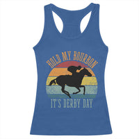 Hold My Bourbon It’s Derby Day Vintage Sunset Racerback Tank Top Funny Horse Racing Enthusiast Retro Graphic