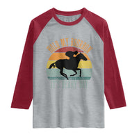 Hold My Bourbon It’s Derby Day Vintage Sunset Raglan Shirt Funny Horse Racing Enthusiast Retro Graphic
