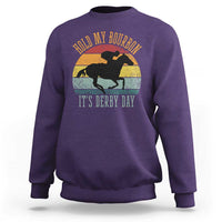Hold My Bourbon It’s Derby Day Vintage Sunset Sweatshirt Funny Horse Racing Enthusiast Retro Graphic