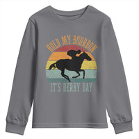 Hold My Bourbon It’s Derby Day Vintage Sunset Youth Sweatshirt Funny Horse Racing Enthusiast Retro Graphic
