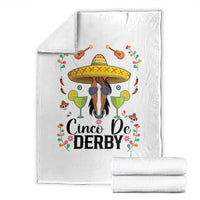 Cinco De Derby Funny Horse Racing Fiesta Throw Blanket Mexican Sombrero and Margarita Horse Lover