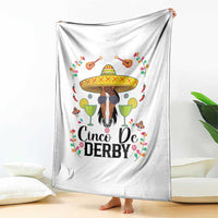 Cinco De Derby Funny Horse Racing Fiesta Throw Blanket Mexican Sombrero and Margarita Horse Lover