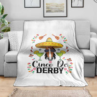 Cinco De Derby Funny Horse Racing Fiesta Throw Blanket Mexican Sombrero and Margarita Horse Lover