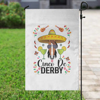 Cinco De Derby Funny Horse Racing Fiesta Garden Flag Mexican Sombrero and Margarita Horse Lover