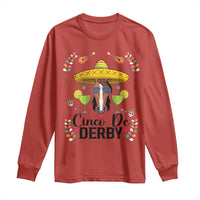 Cinco De Derby Funny Horse Racing Fiesta Long Sleeve Shirt Mexican Sombrero and Margarita Horse Lover