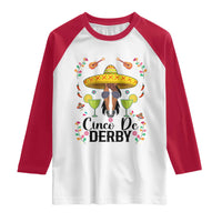 Cinco De Derby Funny Horse Racing Fiesta Raglan Shirt Mexican Sombrero and Margarita Horse Lover