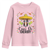 Cinco De Derby Funny Horse Racing Fiesta Youth Sweatshirt Mexican Sombrero and Margarita Horse Lover