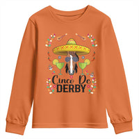 Cinco De Derby Funny Horse Racing Fiesta Youth Sweatshirt Mexican Sombrero and Margarita Horse Lover