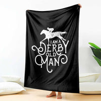 I Am A Derby Old Man Vintage Distressed Graphic Throw Blanket Classic Horse Racing Enthusiast Father’s Day Gift