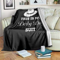 This Is My Derby Day Suit Fedora Hat Graphic Throw Blanket Funny Sarcastic Horse Racing Fan Part