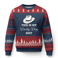 This Is My Derby Day Suit Fedora Hat Graphic Ugly Christmas Sweater Funny Sarcastic Horse Racing Fan Part