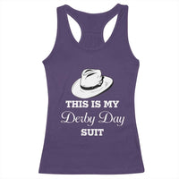 This Is My Derby Day Suit Fedora Hat Graphic Racerback Tank Top Funny Sarcastic Horse Racing Fan Part