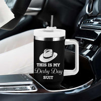 This Is My Derby Day Suit Fedora Hat Graphic Tumbler With Handle Funny Sarcastic Horse Racing Fan Part