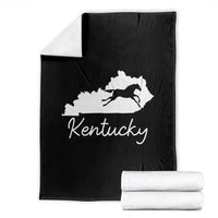 Kentucky State Map with Racing Horse Throw Blanket Bluegrass State Pride Equestrian