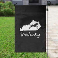Kentucky State Map with Racing Horse Garden Flag Bluegrass State Pride Equestrian