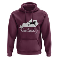 Kentucky State Map with Racing Horse Hoodie Bluegrass State Pride Equestrian