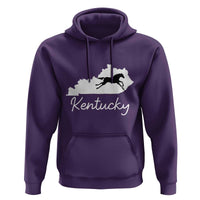 Kentucky State Map with Racing Horse Hoodie Bluegrass State Pride Equestrian