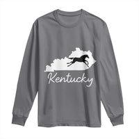 Kentucky State Map with Racing Horse Long Sleeve Shirt Bluegrass State Pride Equestrian