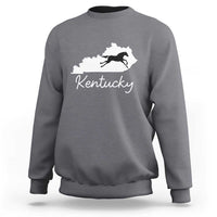 Kentucky State Map with Racing Horse Sweatshirt Bluegrass State Pride Equestrian