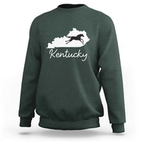 Kentucky State Map with Racing Horse Sweatshirt Bluegrass State Pride Equestrian