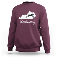 Kentucky State Map with Racing Horse Sweatshirt Bluegrass State Pride Equestrian