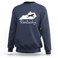 Kentucky State Map with Racing Horse Sweatshirt Bluegrass State Pride Equestrian