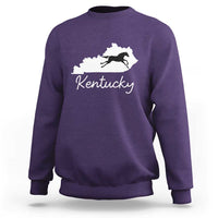 Kentucky State Map with Racing Horse Sweatshirt Bluegrass State Pride Equestrian